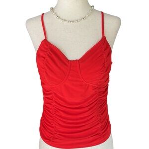 Just Polly red ruched bustier tank top
